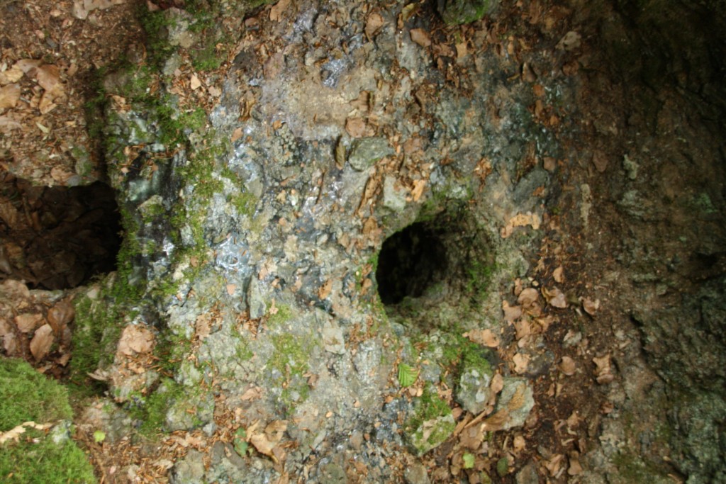 Plaque d'un ancien four de verrier dans les gorges de l'Escaumels